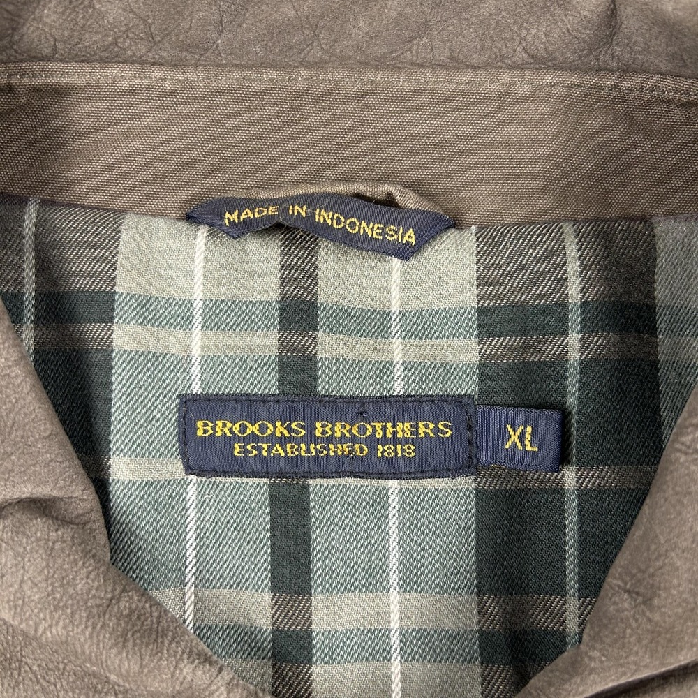 Brooks Brothers Jacket Mens XL Brown Barn Coat Field Chore Leather Collar Plaid - Picture 6 of 11